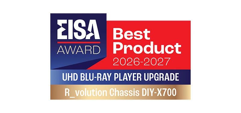 EISA UHD Blu-ray Player Upgrade 2026–2027 award badge for the R_volution Chassis DIY-X700